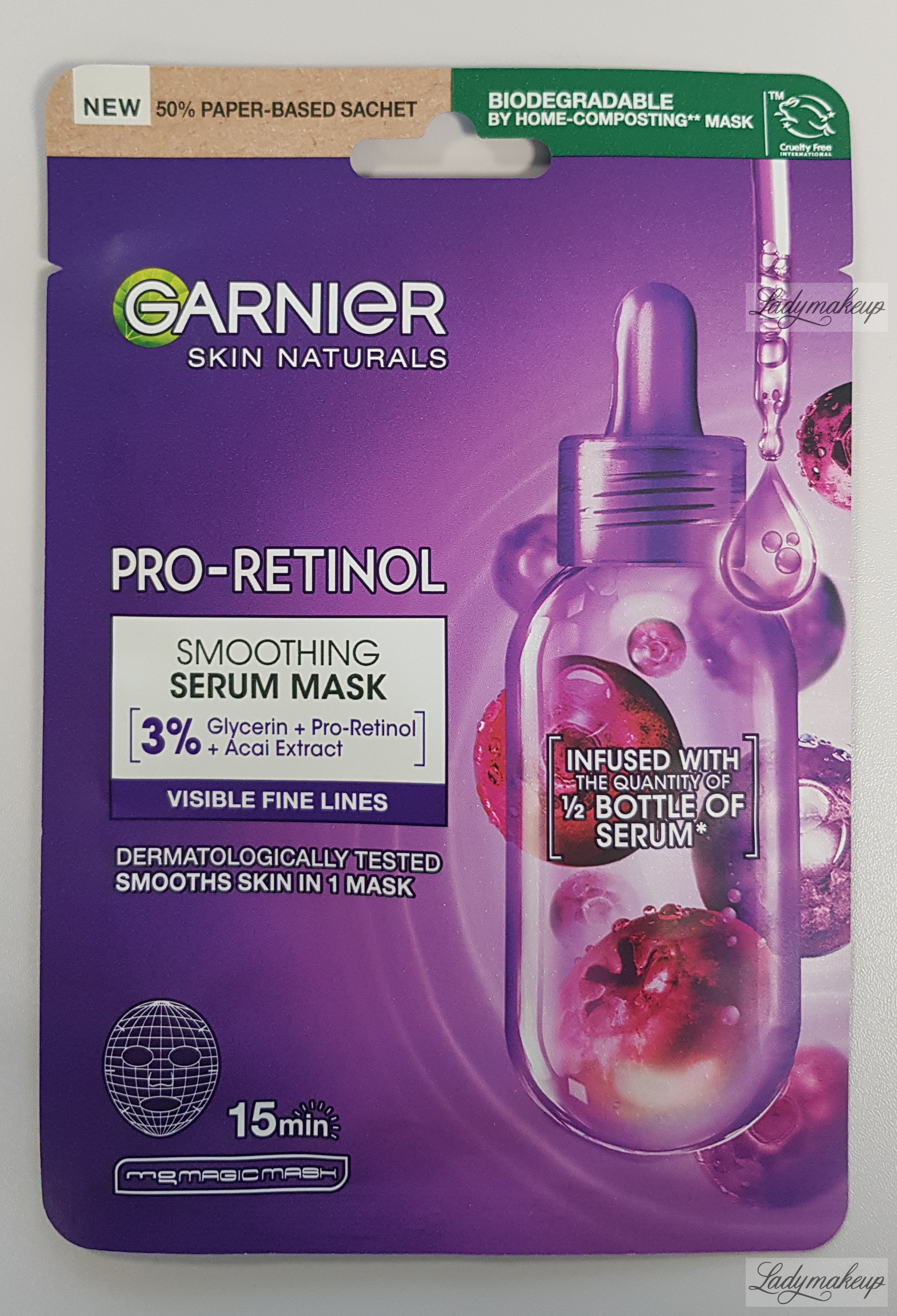 GARNIER - SKIN NATURALS - Pro-Retinol Smoohing Mask - Smoothing Sheet ...
